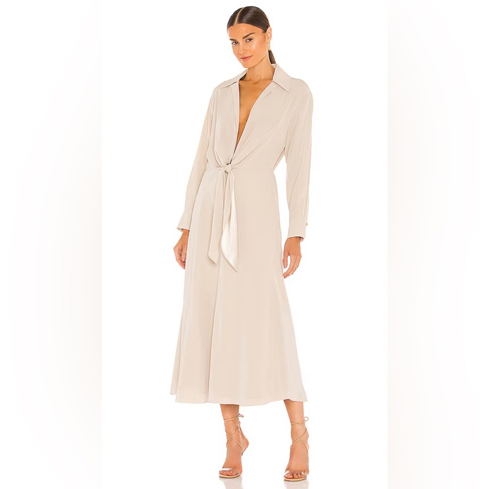 Vince tie front shirt dress in beige size S